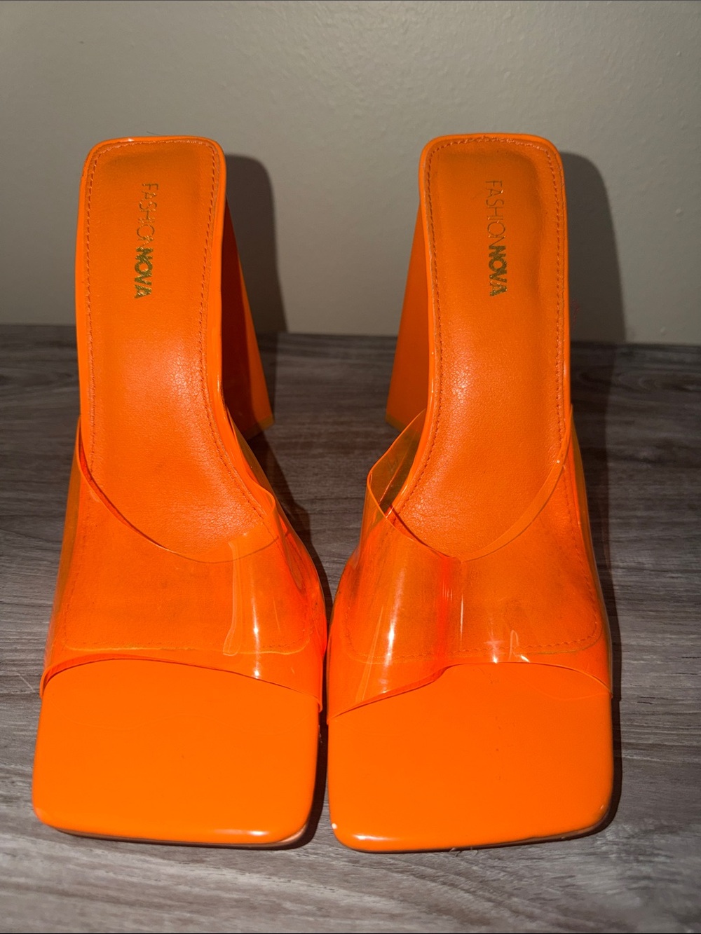 Fashion Nova Neon Orange Block heels
